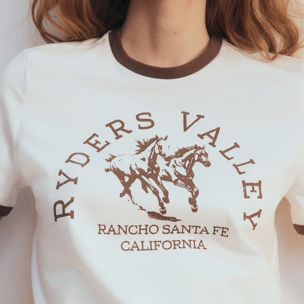 New with tags riders Valley western ringer T-shirt women’s size S cream brown‎